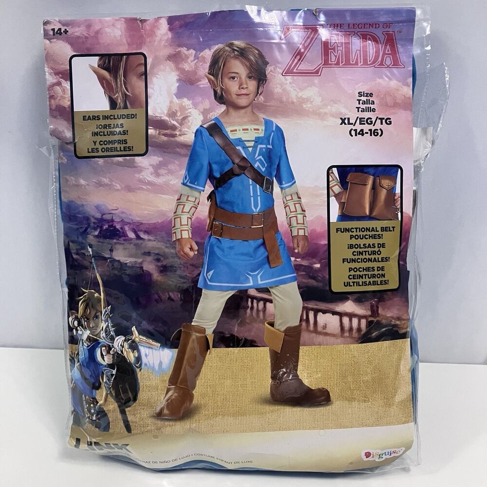 Legend of Zelda Breath of the Wild Deluxe Link Kids Costume 14-16 Halloween NEW